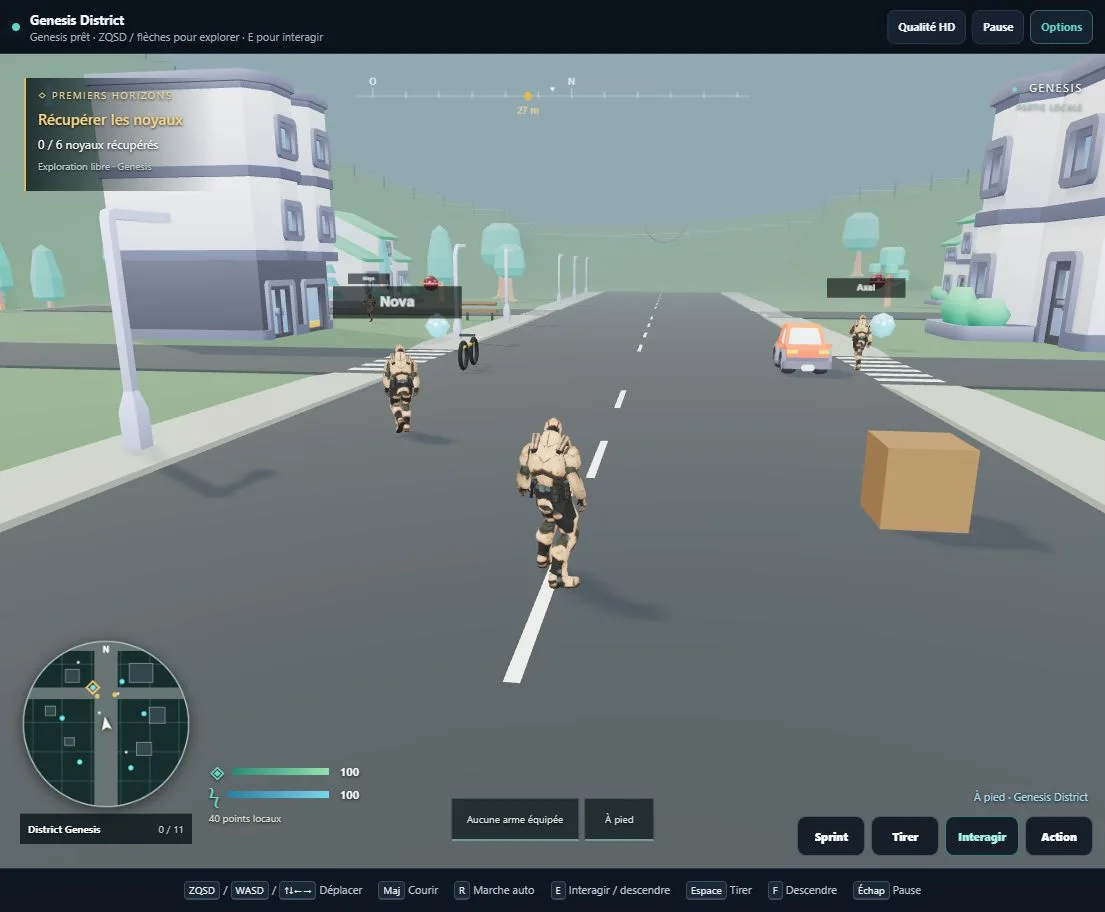 Genesis : jeu 3D monde ouvert dans le navigateur