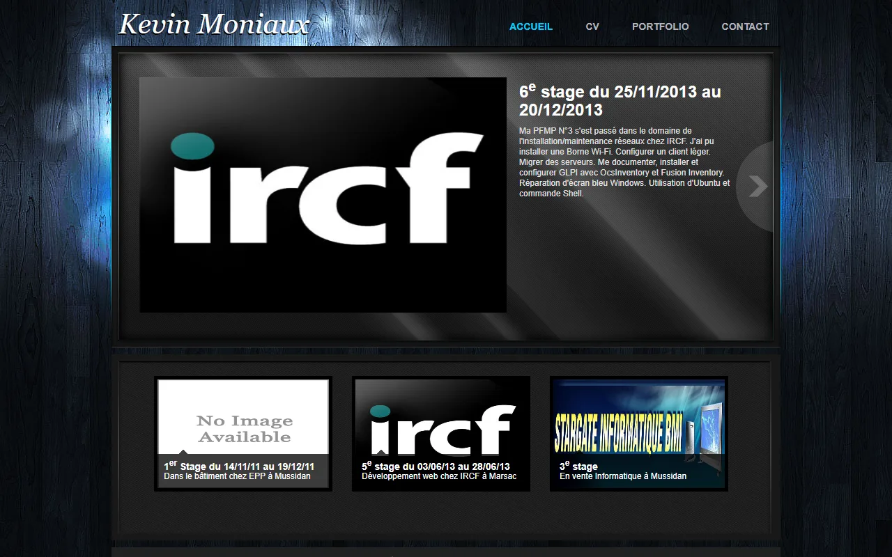 WebCV et portfolio kevin-moniaux.com, version 1